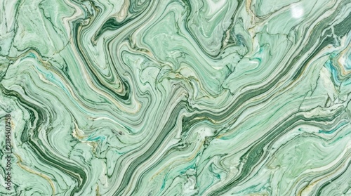 Swirling mint green and dark forest green marble texture pattern