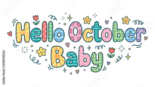 Hello October Baby Cute Typography