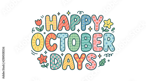 Happy October Days Cute Doodle Typography
