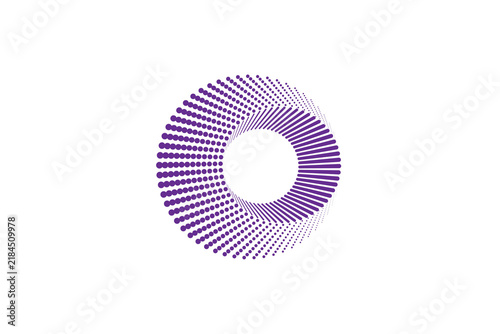Abstract Purple Halftone Circular Design - Minimalist Letter O Logo Element