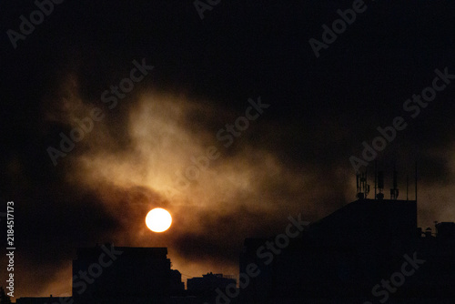 Fire and city damage after overnight Russian missile and drone attack on Kyiv, Ukraine