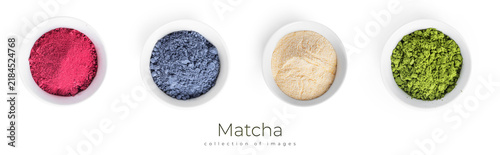 Canvastavla Matcha powdered tea isolated on white background