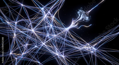 Dissolving Neural Network of Glowing Light Threads