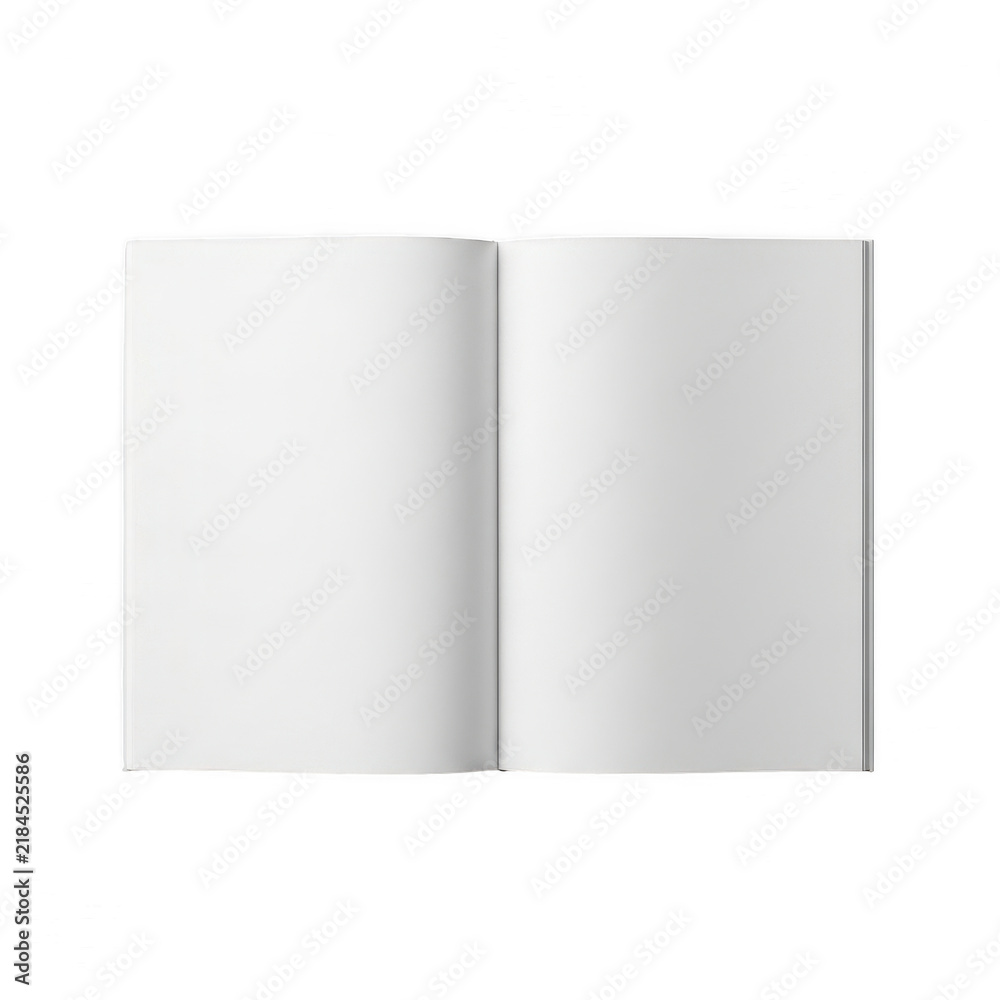 Naklejka premium Open blank book with two empty pages isolated on transparent background
