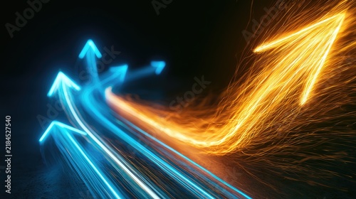Abstract Arrows of Light Ascending in a Dynamic Display of Energy and Growth.