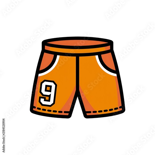 Orange sports shorts with number nine isolated icon