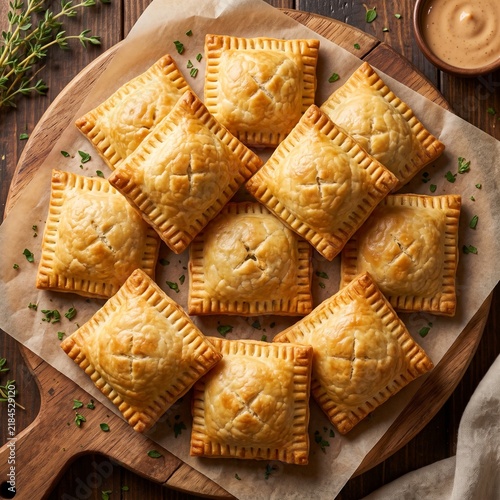 Baked Halal Chicken Empanadas Arranged Beautifully On A Serving Platter