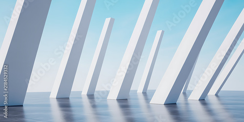 Minimalist white architectural beams against a soft blue sky architecture abstract geometric