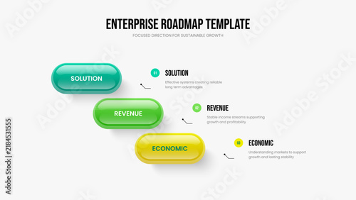 Service Overview Slideshow Template Vector Illustration. Visual Planning Three Step Infographic Presentation Layout. Professional Campaign 3 Option Diagram Frame Design.