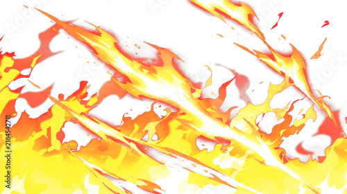 Canvas Print Vibrant fire explosion illustration with dynamic orange and yellow flames, anime