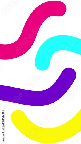Animated colorful decorative wavy lines is drawn. Linear multicolor background. Looped video. Vector illustration isolated on white background.