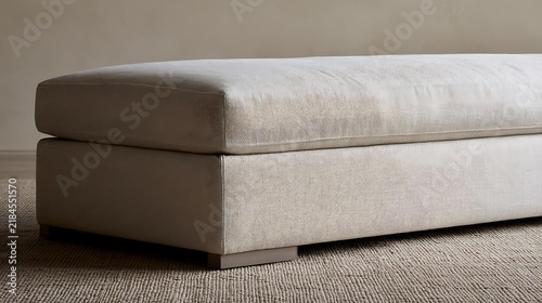 Minimalist Light Gray Upholstered Bench Furniture Piece.