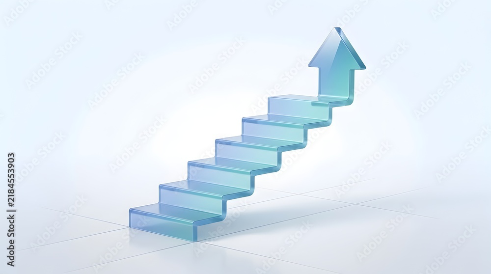 Obraz premium Glass stairs with arrow shape leading up