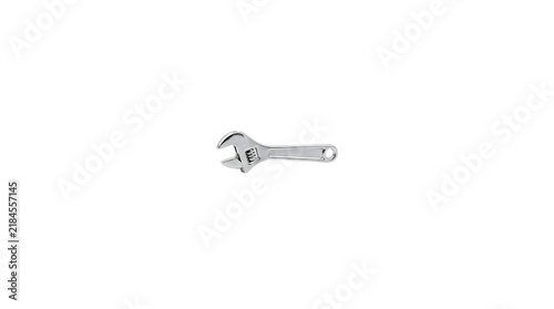 Single silver adjustable wrench isolated on a clean white background.
