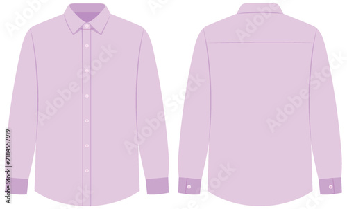 Men's Long Sleeve Lavender Button Down Dress Shirt Vector Template
