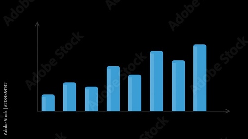 Bar chart showing an upward trend in data visualization, demonstrating growth and positive progress over time with clear bars on a black background