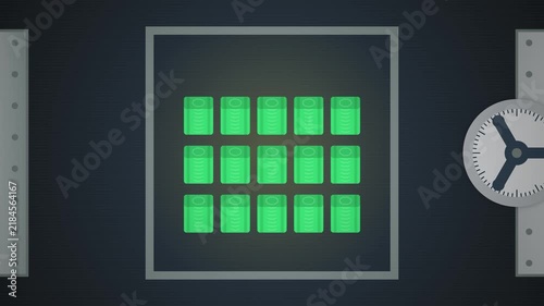 Secure Data Storage Concept Featuring Glowing Digital Blocks Arranged Within A Reinforced Vault Door Frame Representing Encrypted Cyber Infrastructure
