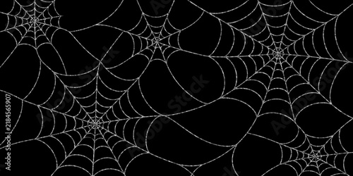 Bild auf Leinwand spider web with dew drops spider web on black background.