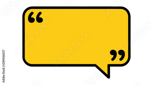 Quadro su tela Yellow speech bubble with quotation marks, isolated on transparent background
