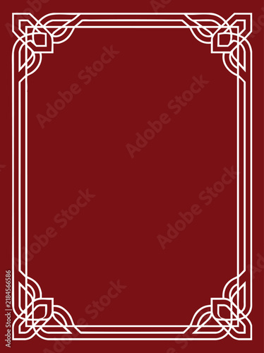 White art deco frame with Dark Red Background details has a transparent background for versatile designs