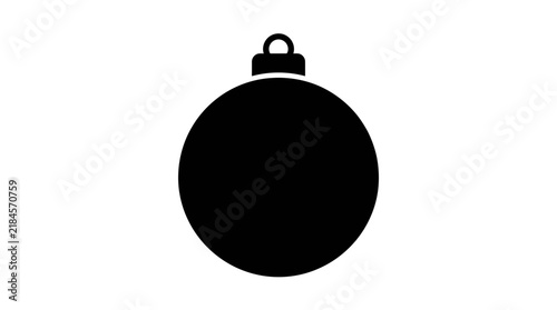 Minimalist black silhouette of a christmas tree ornament bauble isolated on a white background