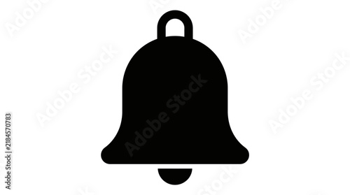 Simple black silhouette icon of a notification bell isolated on a white background for web design