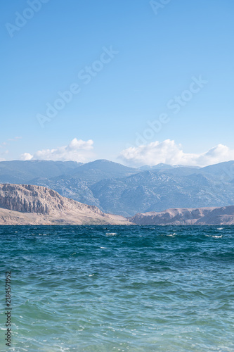 Fotografie Strong bora winds around Pag Strait, Pag Island, Croatia