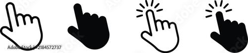 coursor finger mouse touch clicking sign hand cursor icons for web design showing clicking and pointing actions on white background