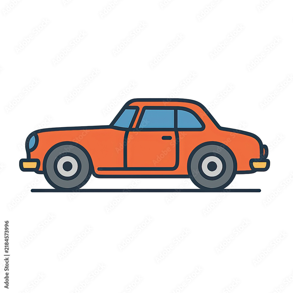 Fototapeta premium A simple flat vector icon of an orange vintage coupe car.