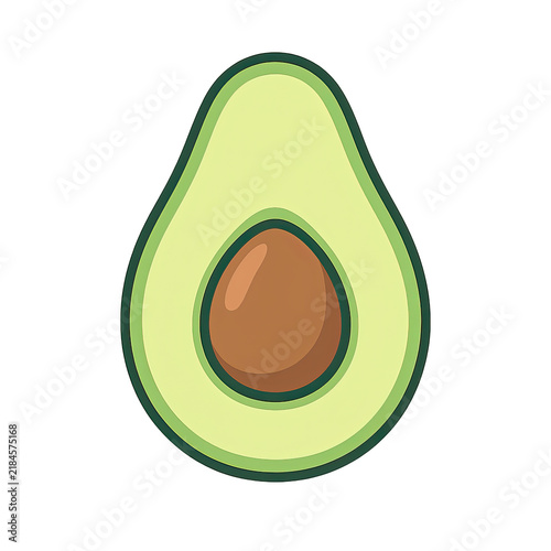 Simple vector illustration of a healthy avocado fruit cut in half with seed.