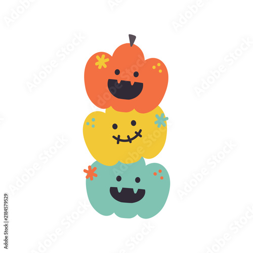 ハロウィン3段かぼちゃイラスト
