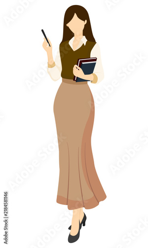 Female Teacher Character Flat Illustration