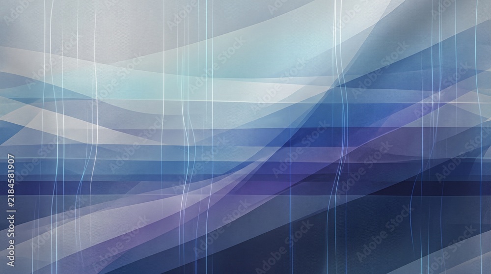 Obraz premium Abstract blue and purple wave background with vertical lines and translucent layers