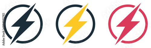 Lightning bolt icon in outline and solid styles representing electricity energy power charging speed and fast performance