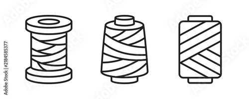 Sewing Thread Spool Icon Set in Outline Style