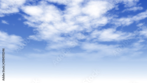 Принти на полотні Fluffy white cloud puffs clusters vivid blue sky fair weather daylight overlay t