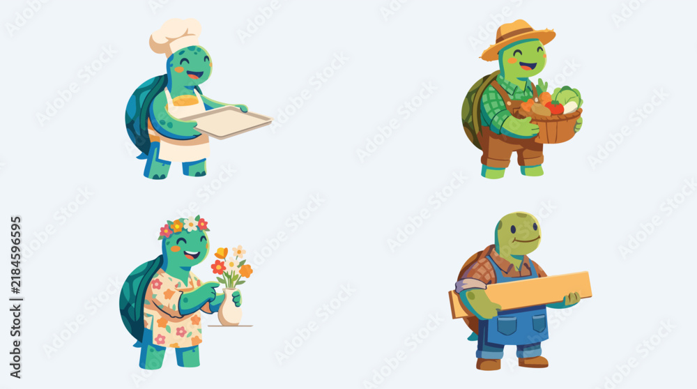 Fototapeta premium Turtle character occupation coll… 202609040358