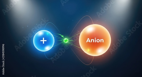 Visual depiction of an anion and cation with electrons between them