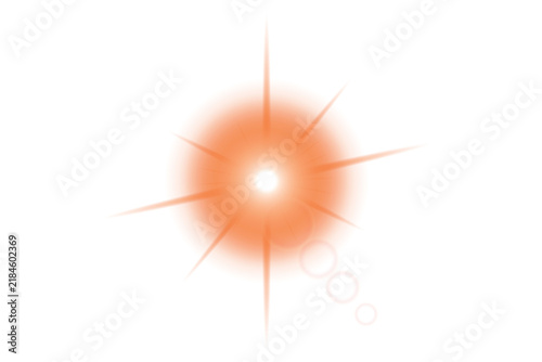 Bright Golden Anamorphic Lens Flare with Vibrant Glowing Light Streak on Transparent Background
