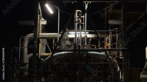 Industrial Pipes and Valve Equipment Illuminated at Night in Chidoricho Kawasaki