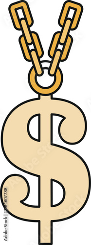 Bild auf Leinwand Golden dollar sign on a chain illustrating luxury, success, and financial indepe