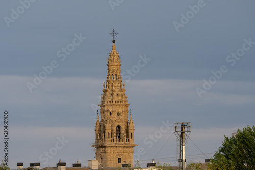 Baroque bell tower of Santo Domingo de la Calzada cathedral in La Rioja