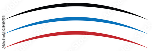 Abstract horizontal arched swoop lines set, modern minimalist curved swoosh dynamic wave smooth line stripe swooshes element vector isolated on white background.