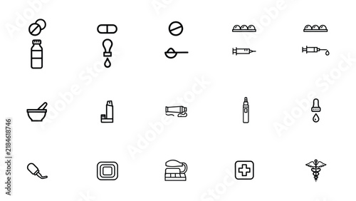 Collection of medical and pharmacy icons with transparent background available