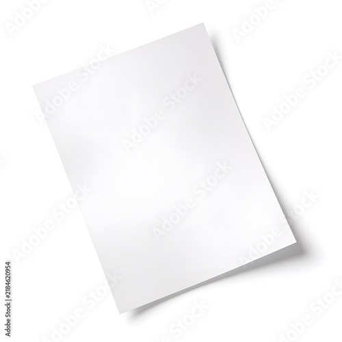 Blank white paper sheet with document, isolated