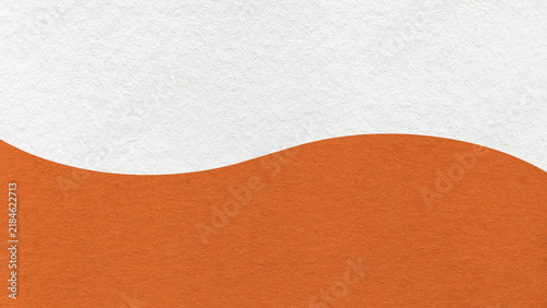 White paper texture background with terracotta horizontal curved wavy split and. copy space for banner, presentation