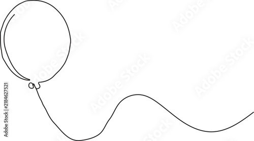 Minimalist continuous line balloon vector, simple black outline party decoration, elegant hand drawn celebration element