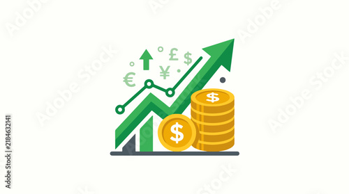 Financial growth with money and chart.