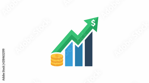 Increasing business growth finance graph chart.