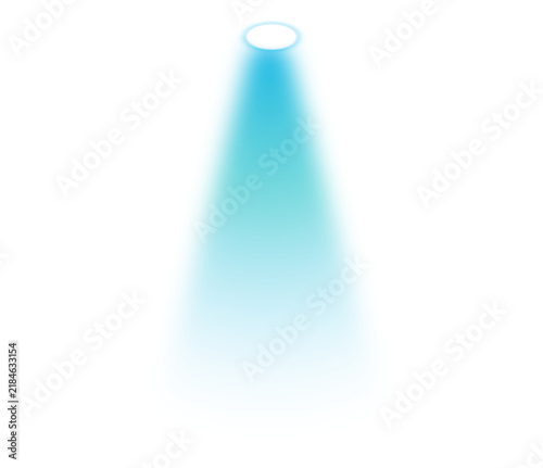 Illuminated Blue Spotlight with Bright Glowing Beam and Radiant Light Effect